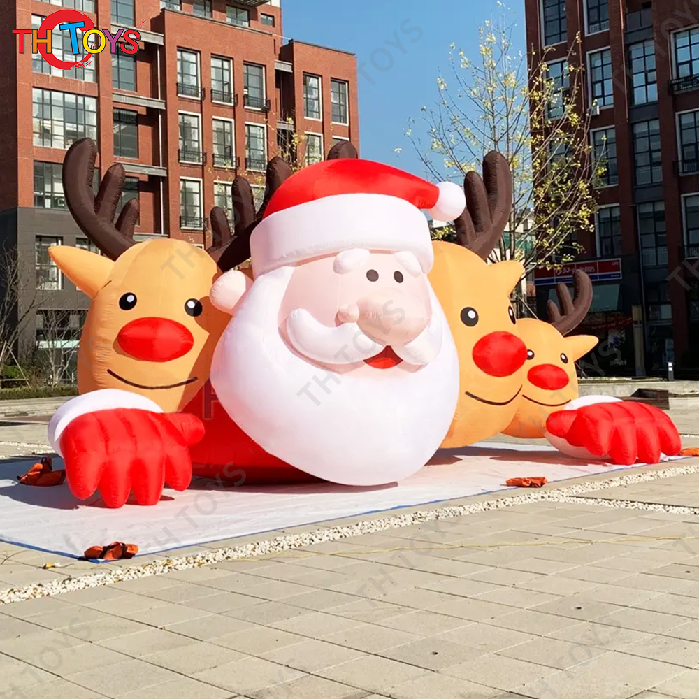 free air shipping to door, LED lighting outdoor giant Christmas santa claus reindeer model for decoration