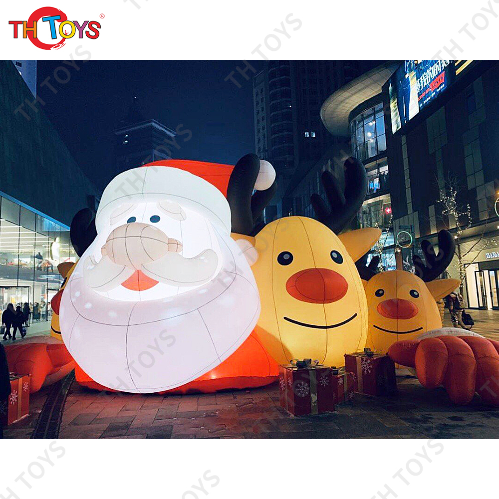 free air shipping to door, LED lighting outdoor giant Christmas santa claus reindeer model for decoration