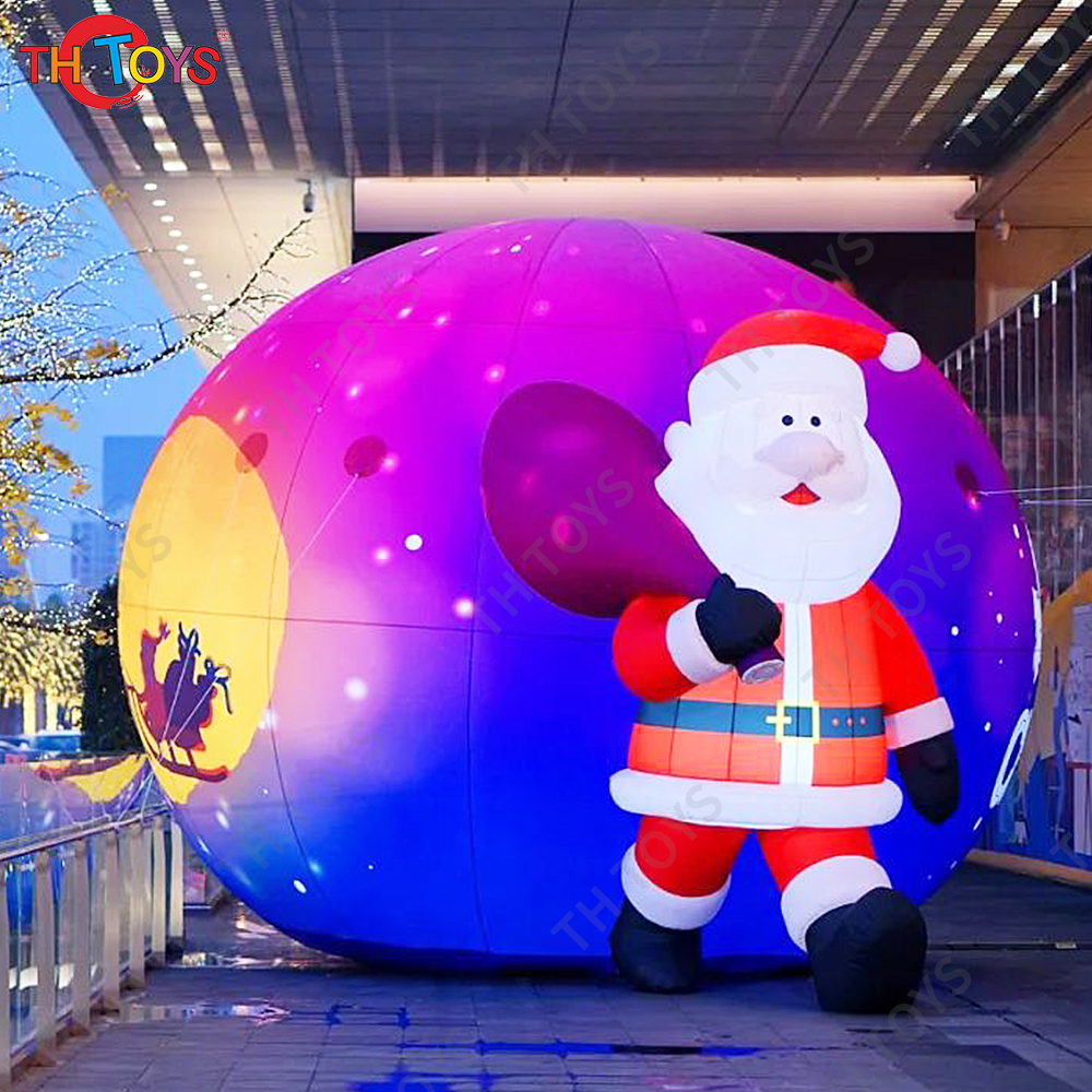 Free Door Shipping inflatable Santa Claus Carry Moon Globe Gift Bag for Outdoor Advertising