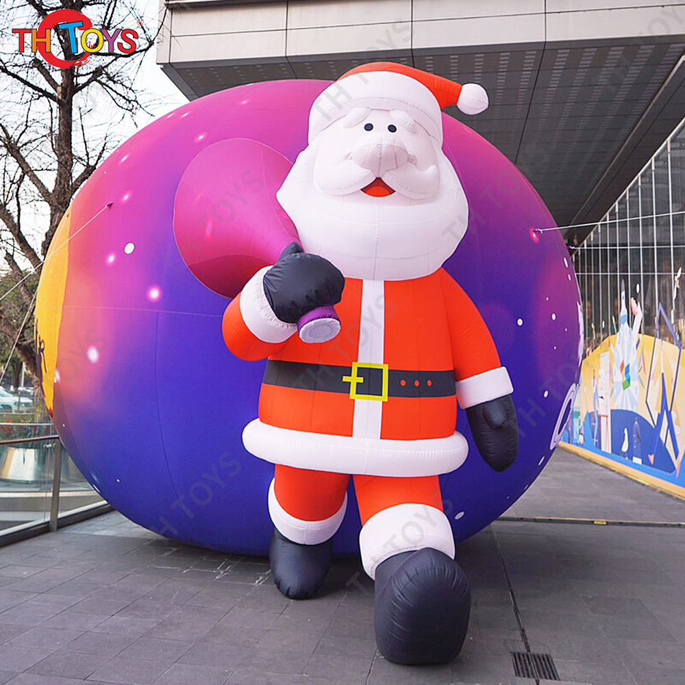 Free Door Shipping inflatable Santa Claus Carry Moon Globe Gift Bag for Outdoor Advertising