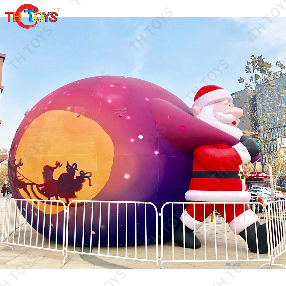 Free Door Shipping inflatable Santa Claus Carry Moon Globe Gift Bag for Outdoor Advertising