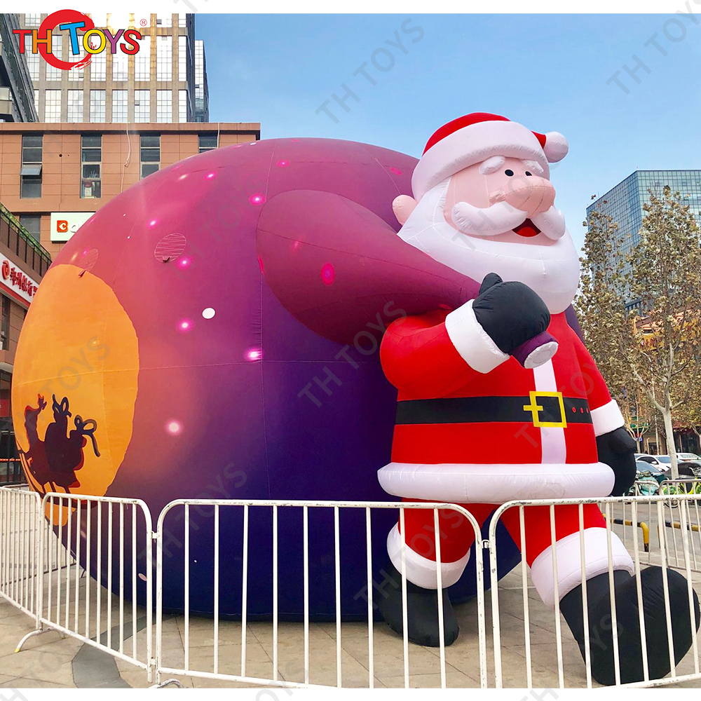 Free Door Shipping inflatable Santa Claus Carry Moon Globe Gift Bag for Outdoor Advertising