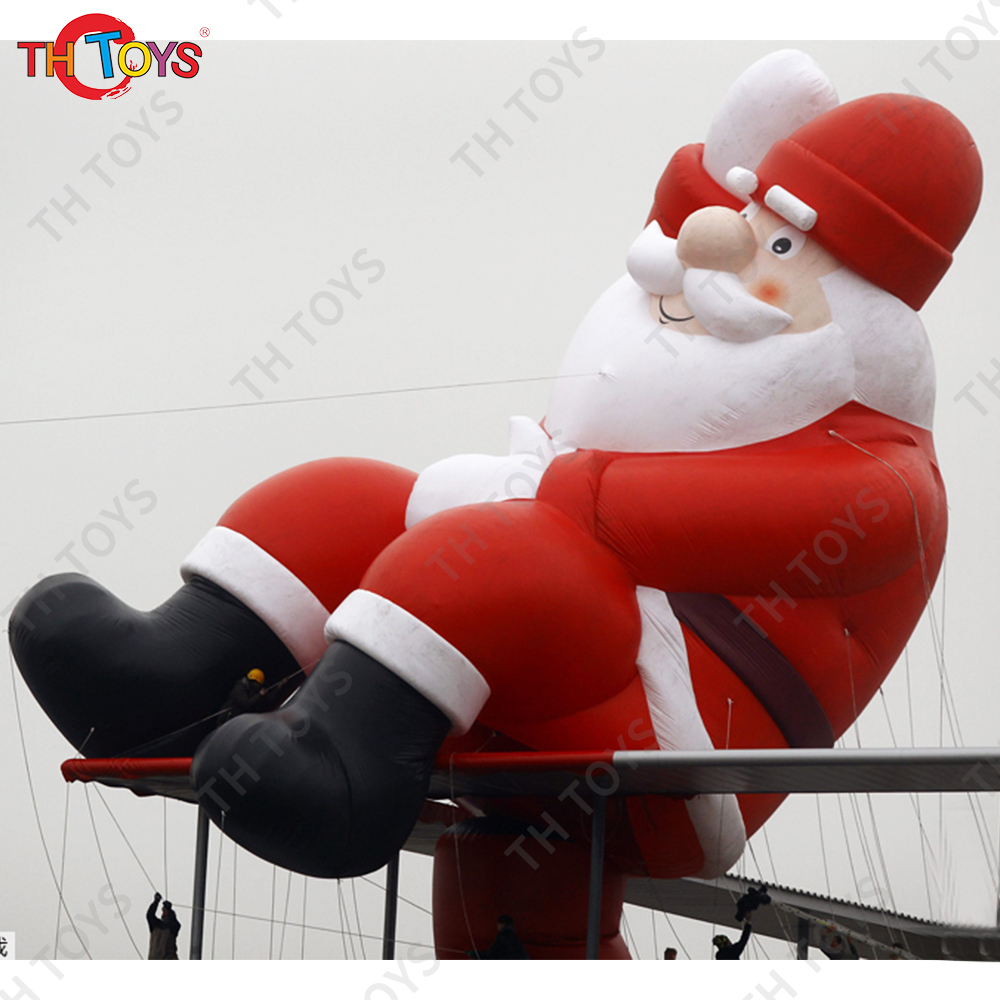 Free air shipping inflatable santa claus Sitting on roof santa claus outdoor advertising wave hand christmas santa claus