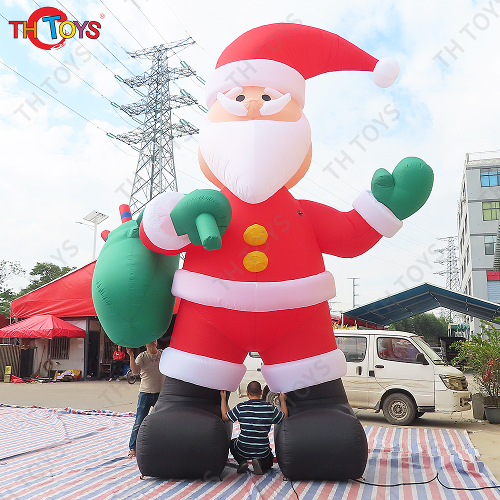 Free air ship to door! 6m 20ft christmas outdoor decoration inflatable santa claus with gift bag X-mas Cartoon