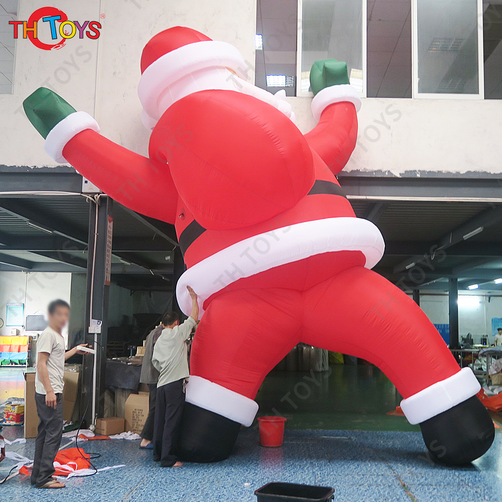 Inflatable Santa Claus Wall Climbing Christmas Decoration with Built-in blower New Year Party Outdoor Ornament