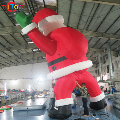 Inflatable Santa Claus Wall Climbing Christmas Decoration with Built-in blower New Year Party Outdoor Ornament
