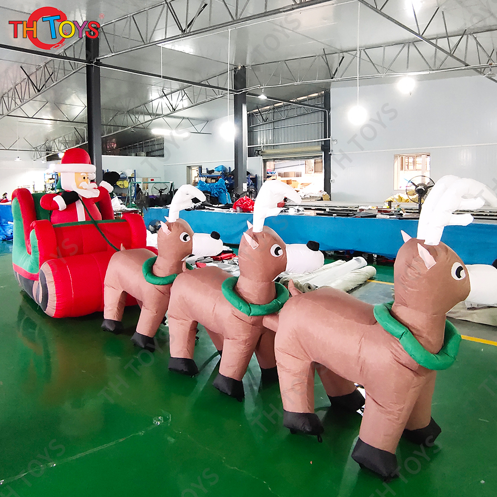 Free Door Shipping Santa Claus Riding Inflatable Sledge for Christmas Advertising Xmas Festival Decoration