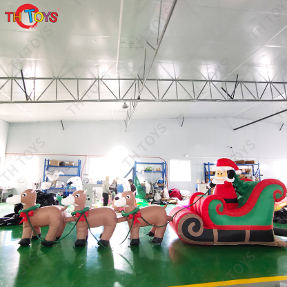 Free Door Shipping Santa Claus Riding Inflatable Sledge for Christmas Advertising Xmas Festival Decoration