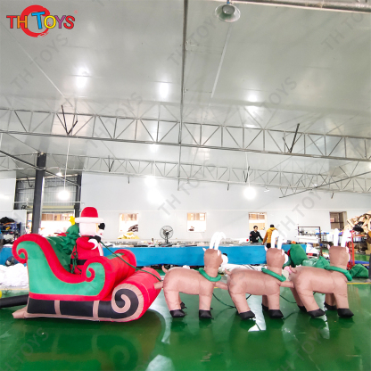Free Door Shipping Santa Claus Riding Inflatable Sledge for Christmas Advertising Xmas Festival Decoration