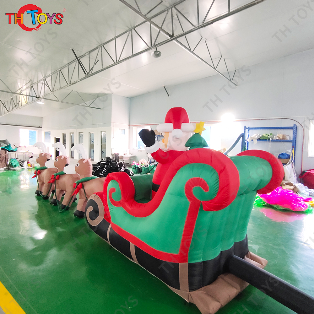 Free Door Shipping Santa Claus Riding Inflatable Sledge for Christmas Advertising Xmas Festival Decoration