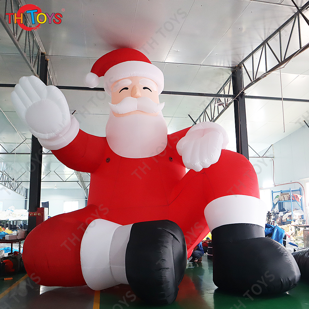 Free Air Shipping 20 feet height Outdoor inflatable big santa / 6m tall sitting type giant inflatable santa Claus