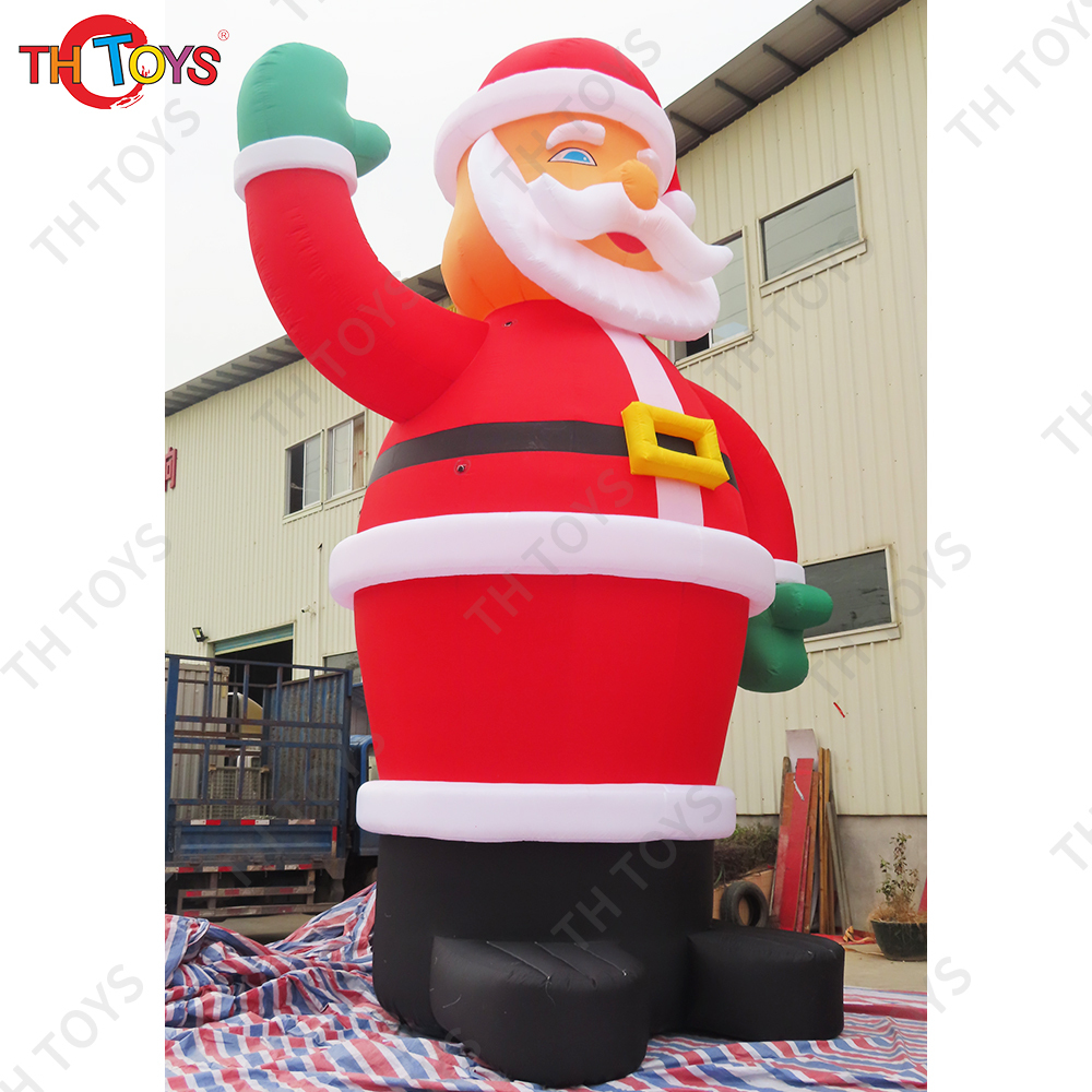 New 6M Santa Claus Waving Hand Christmas Decoration Inflatable Santa Claus Large Outdoor Party Decor Built-in LED Light New Year