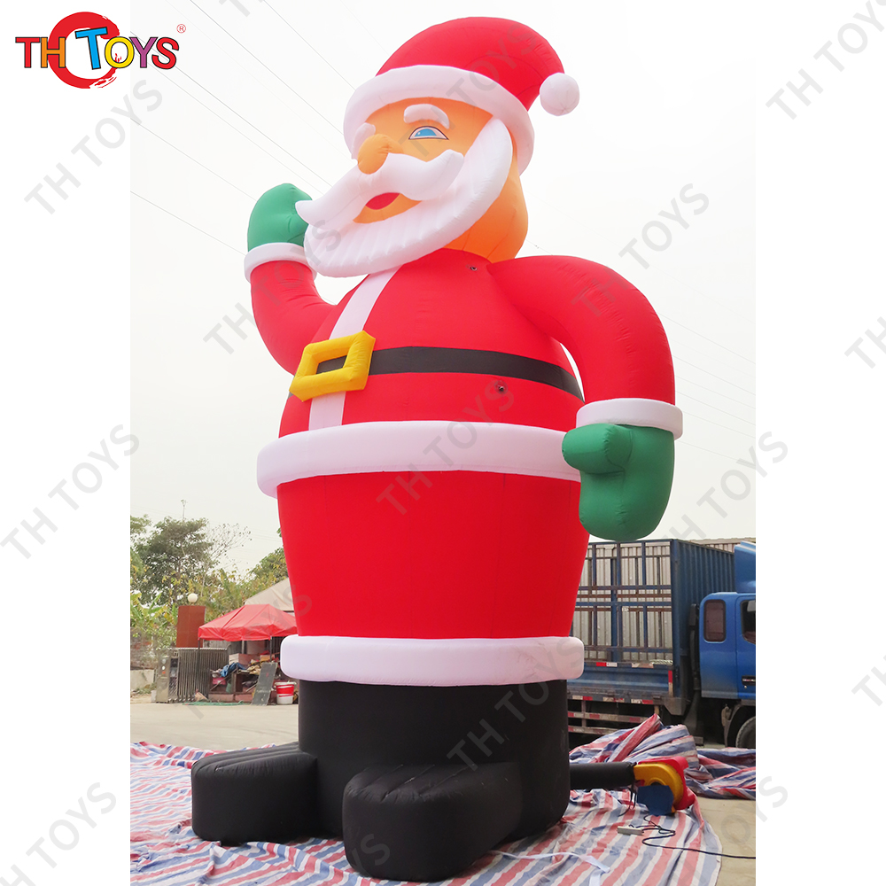 New 6M Santa Claus Waving Hand Christmas Decoration Inflatable Santa Claus Large Outdoor Party Decor Built-in LED Light New Year