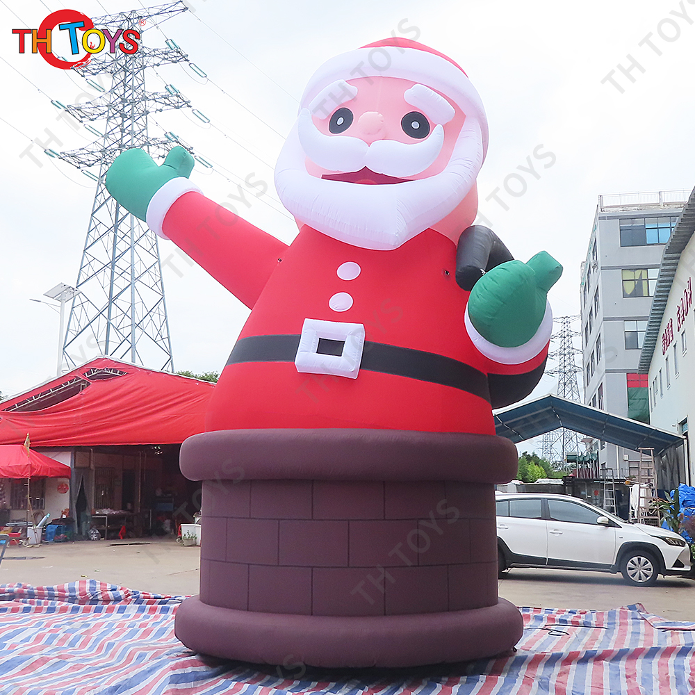 Free air ship to door!20ft 6m inflatable Santa Claus out of chimney, outdoor decoration inflatable Christmas old man with light