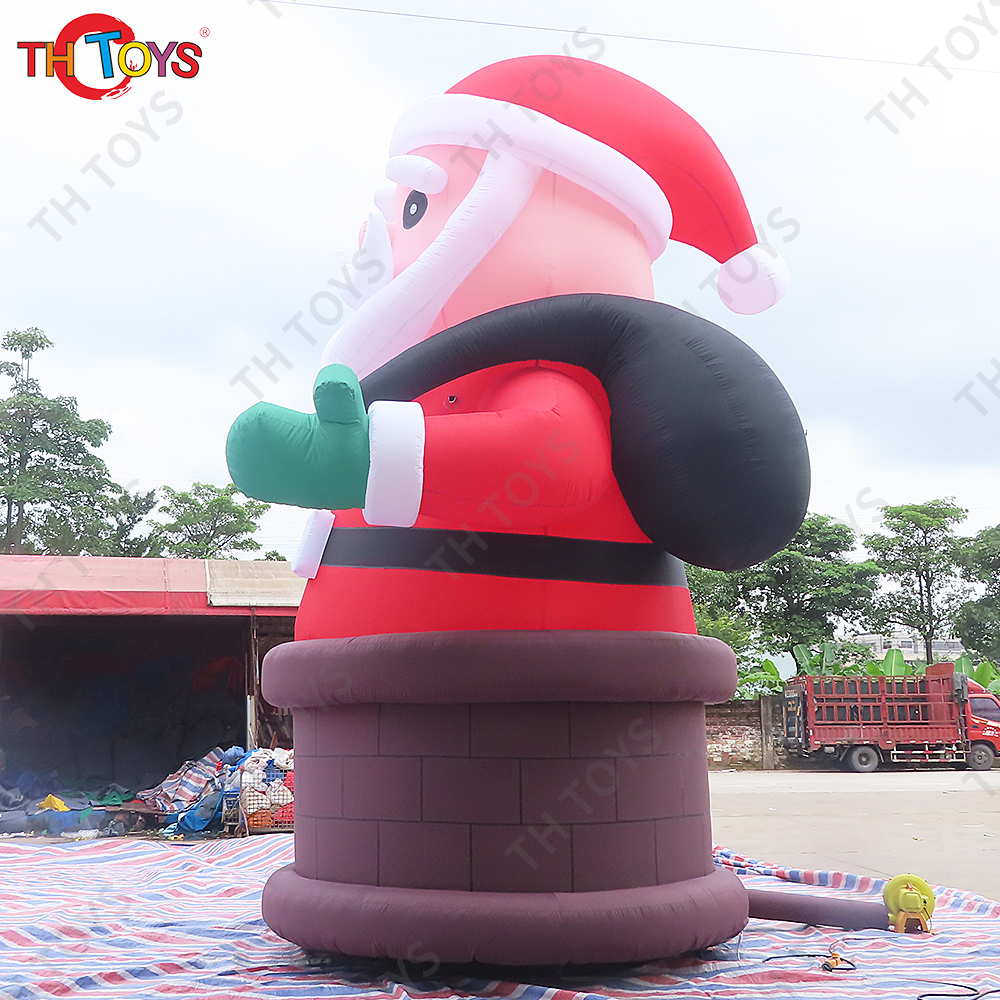 Free air ship to door!20ft 6m inflatable Santa Claus out of chimney, outdoor decoration inflatable Christmas old man with light