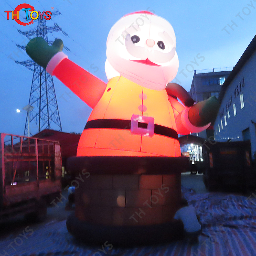 Free air ship to door!20ft 6m inflatable Santa Claus out of chimney, outdoor decoration inflatable Christmas old man with light