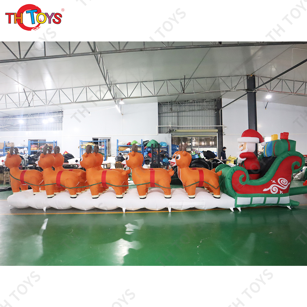 Free air shipping to door,33ft 10m long Inflatable Christmas Santa Claus with reindeer,giant inflatable Christmas Santa Claus