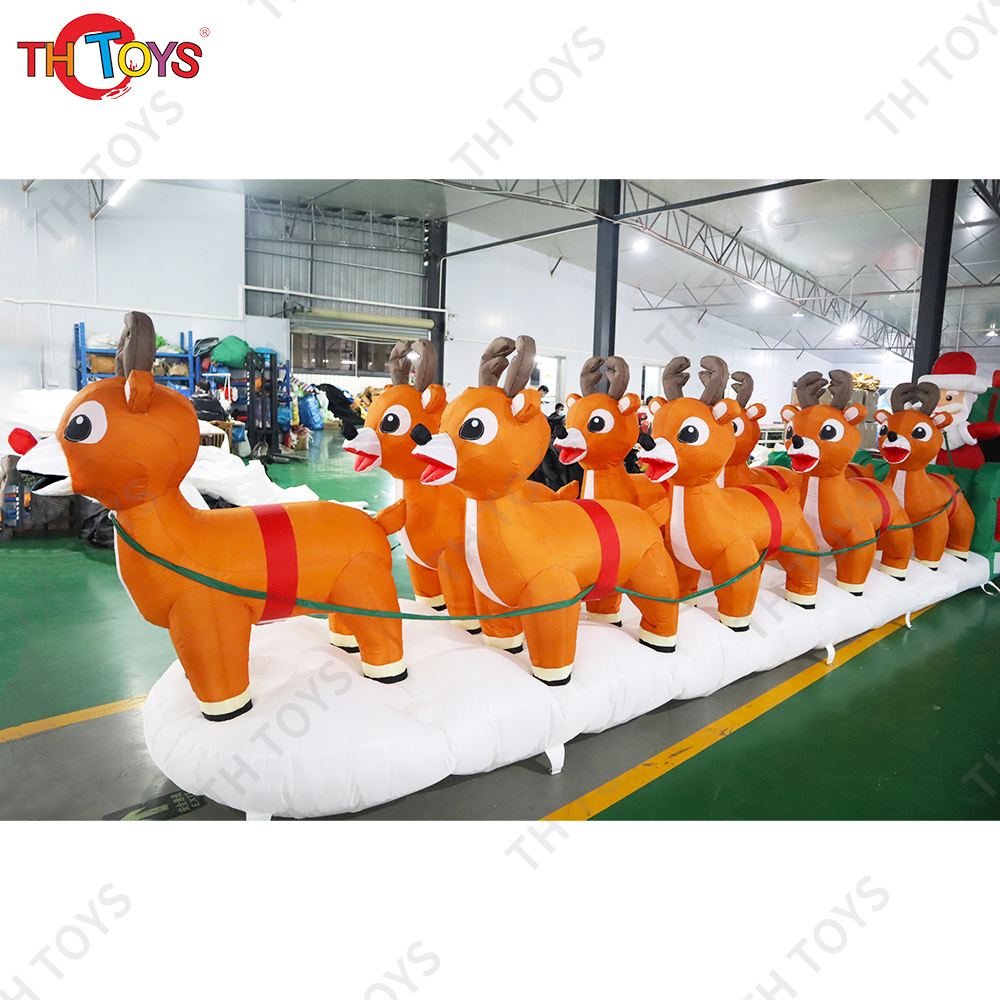 Free air shipping to door,33ft 10m long Inflatable Christmas Santa Claus with reindeer,giant inflatable Christmas Santa Claus