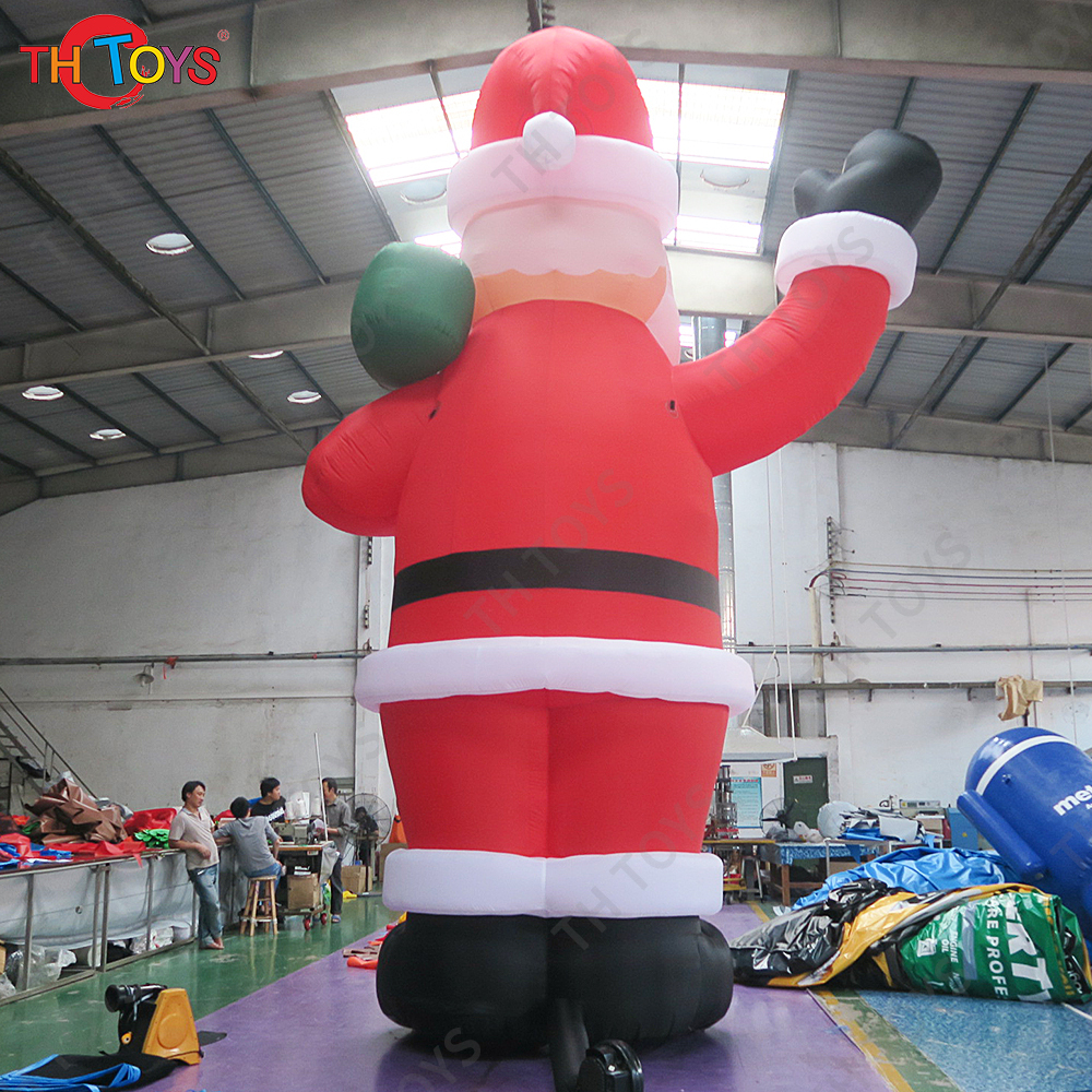 Inflatable Advertising for Christmas Party Decoration Giant Santa Claus Old Man Toy Standing With Green Gift Bag