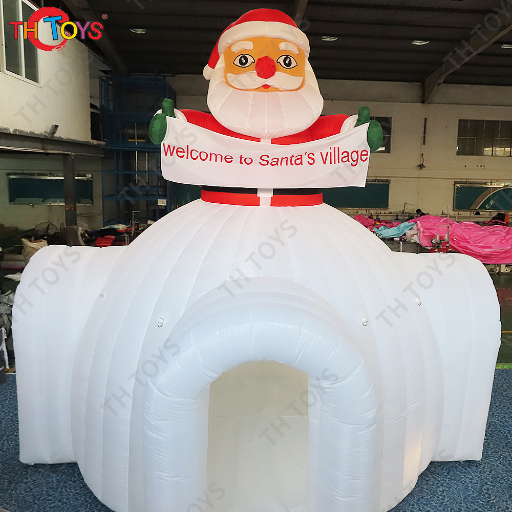 White Inflatable Igloo Dome Marquee For Advertising Outdoor Icegloo House Tent With Santa On Top