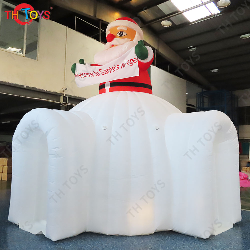 White Inflatable Igloo Dome Marquee For Advertising Outdoor Icegloo House Tent With Santa On Top