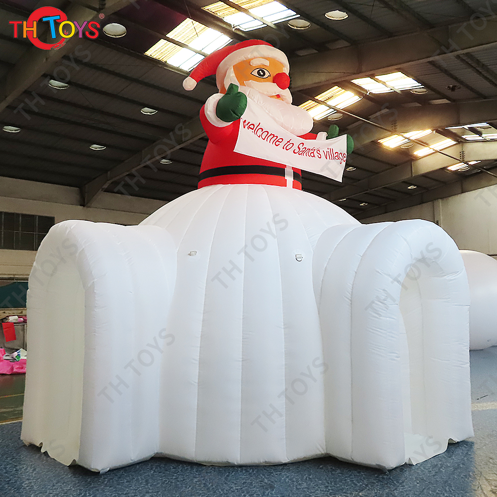 White Inflatable Igloo Dome Marquee For Advertising Outdoor Icegloo House Tent With Santa On Top
