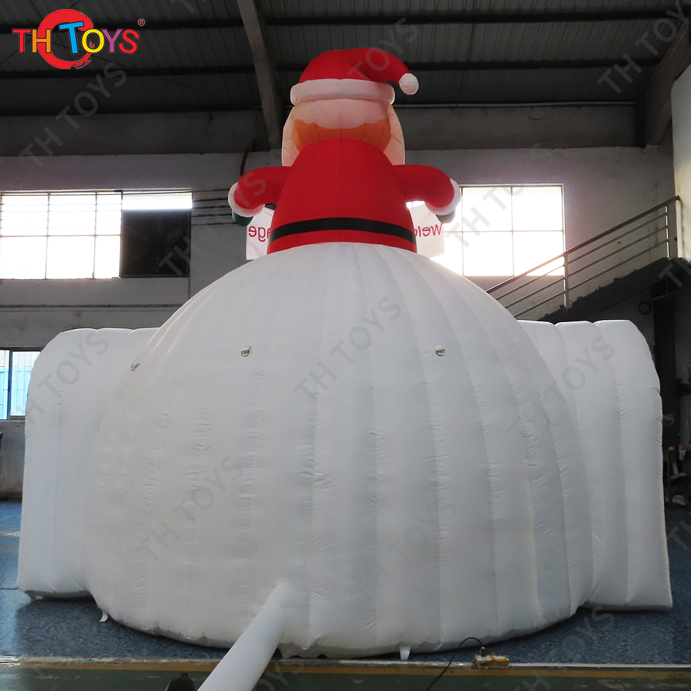 White Inflatable Igloo Dome Marquee For Advertising Outdoor Icegloo House Tent With Santa On Top