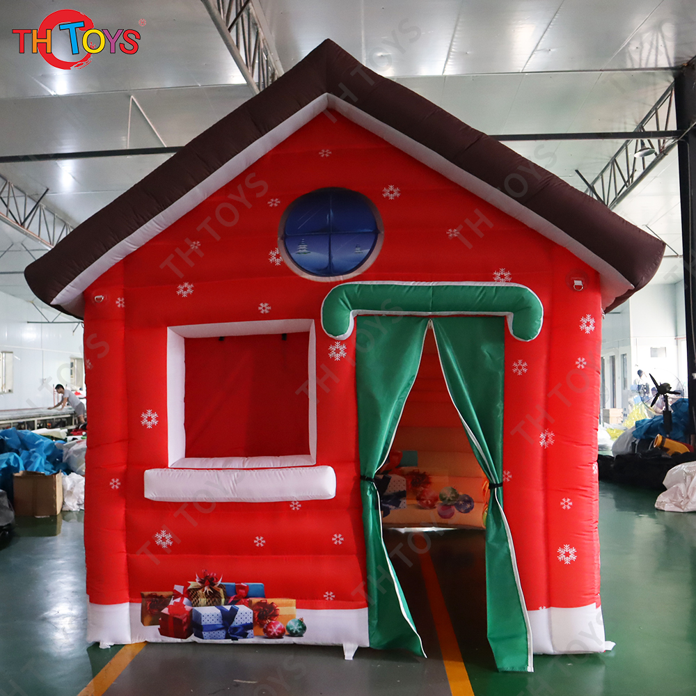 4x3m Outdoor brown Santa Grotto inflatable Christmas House Tent inflatable cabin decoration for events