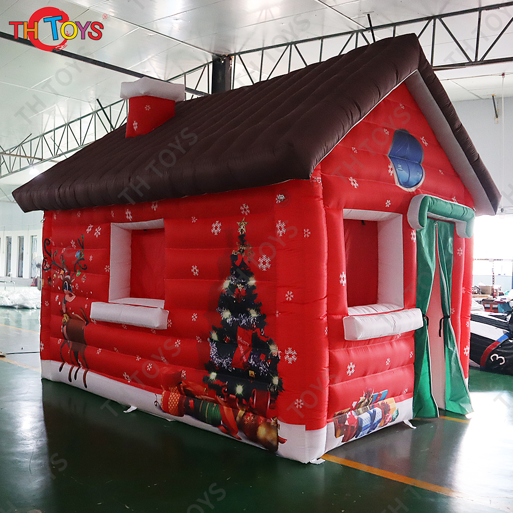 4x3m Outdoor brown Santa Grotto inflatable Christmas House Tent inflatable cabin decoration for events