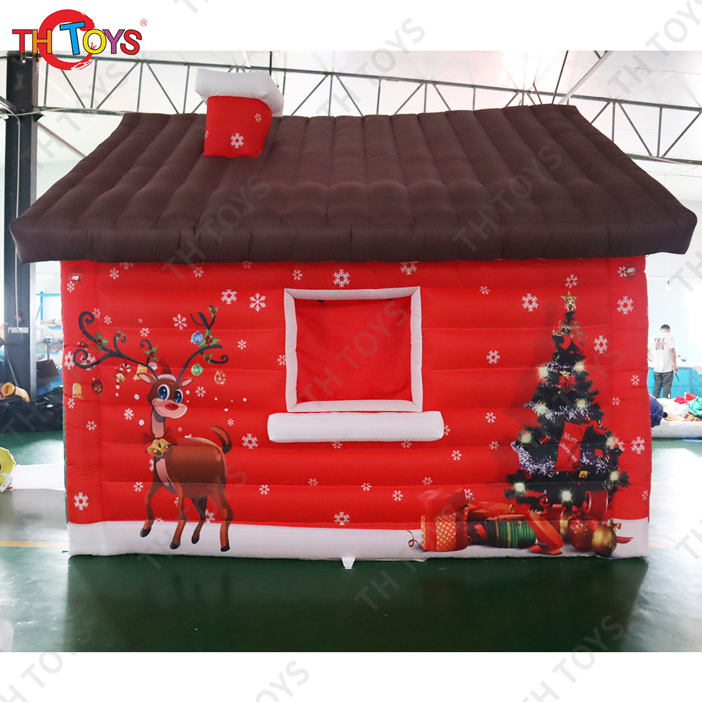 4x3m Outdoor brown Santa Grotto inflatable Christmas House Tent inflatable cabin decoration for events