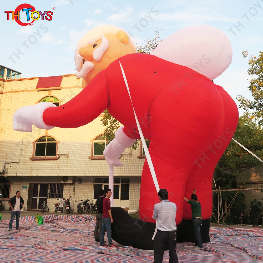 Free Door Shipping Giant Inflatable Santa Claus with Walking Stick Santa Man for Xmas Sale