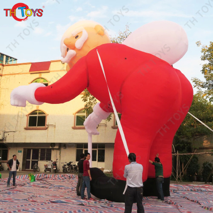 Free Door Shipping Giant Inflatable Santa Claus with Walking Stick Santa Man for Xmas Sale