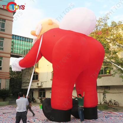 Free Door Shipping Giant Inflatable Santa Claus with Walking Stick Santa Man for Xmas Sale