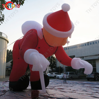Free Door Shipping Giant Inflatable Santa Claus with Walking Stick Santa Man for Xmas Sale