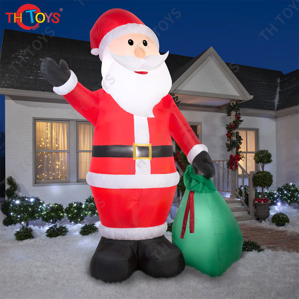 free air shipping to door,13ft/4m christmas inflatable santa claus,inflatable father old man with gift bag