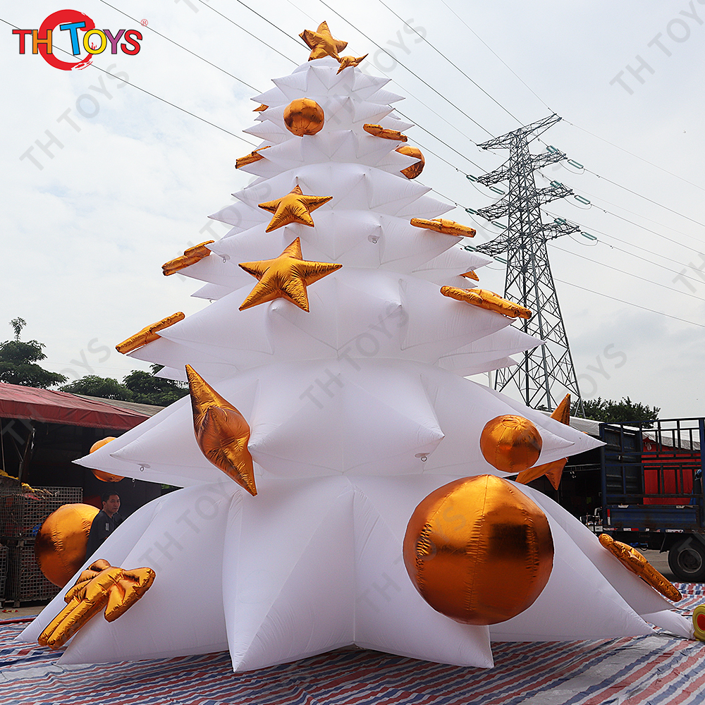 free air ship to door, 6m/8m high white Christmas Inflatable Tree,LED color lighting inflatable Christmas tree balloon for event