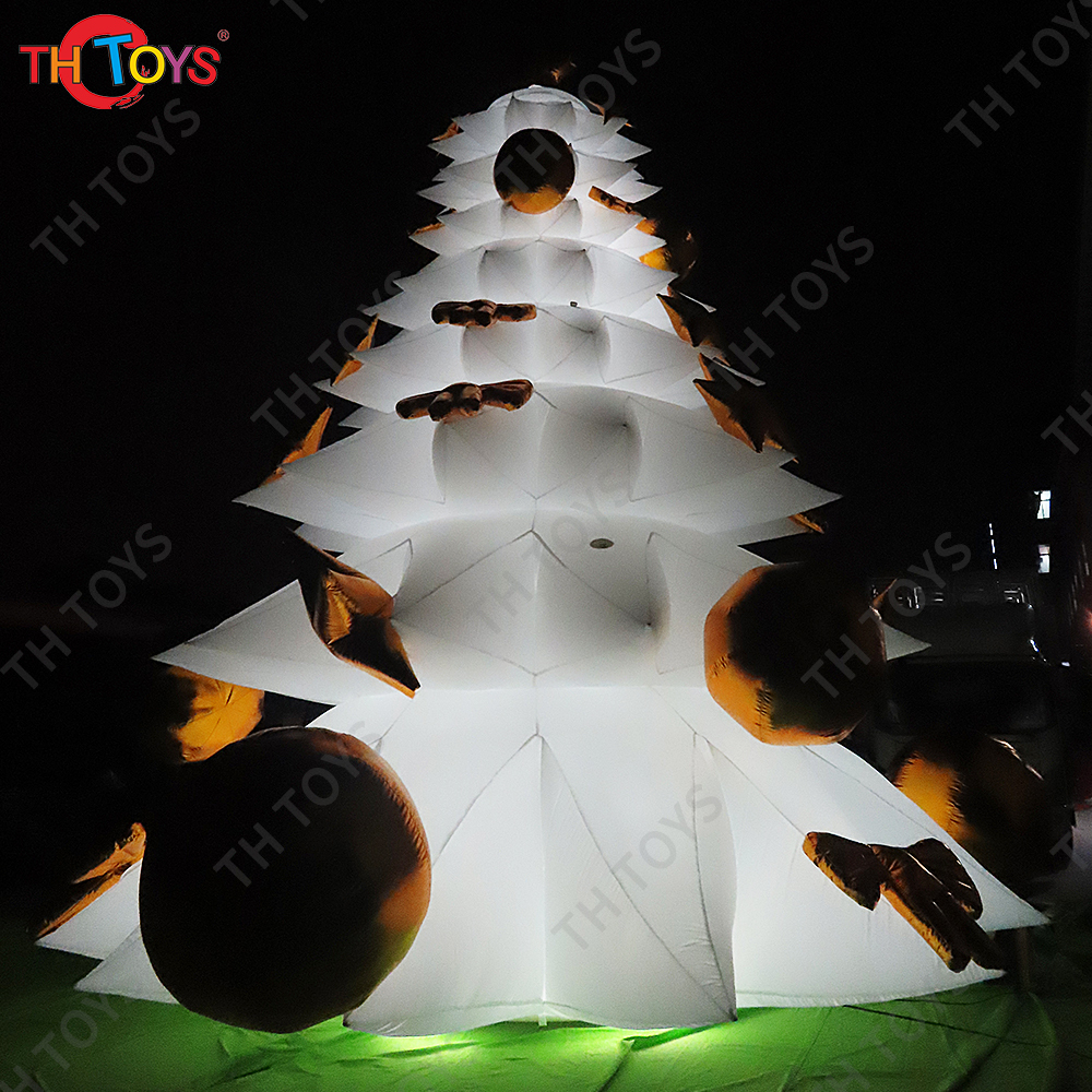 free air ship to door, 6m/8m high white Christmas Inflatable Tree,LED color lighting inflatable Christmas tree balloon for event