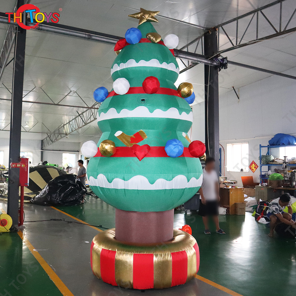 Free Air Shipping 3.5mH Inflatable Christmas Tree with Jingle Bell Xmas Decoration Ground Balloon for Sale
