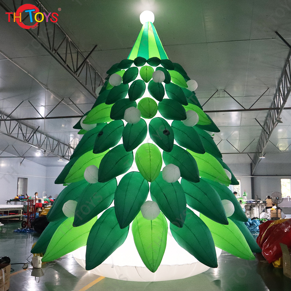 10m 33ft tall Outdoor giant Christmas Decoration inflatable colorful Christmas Green Tree with shinny balls