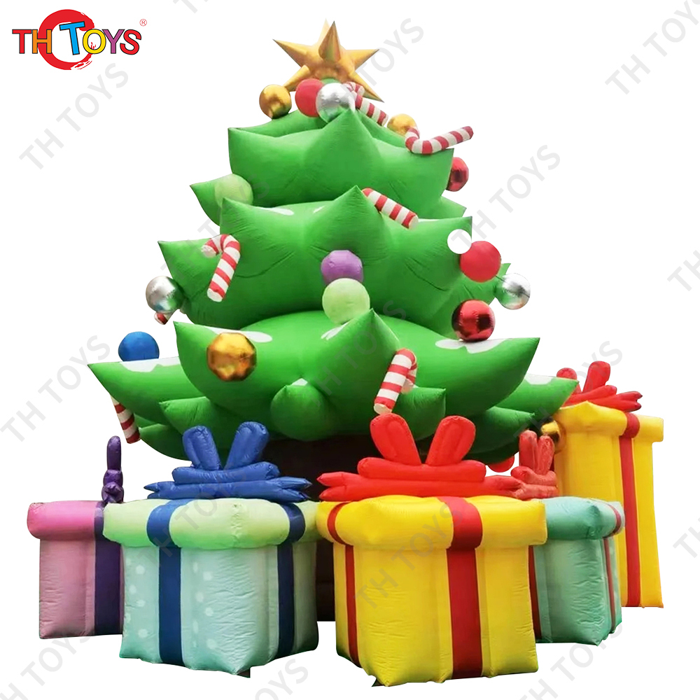 Free Shipping 10mH Giant Inflatable Christmas Tree with Gift Boxs Xmas Decoration Ground Balloon