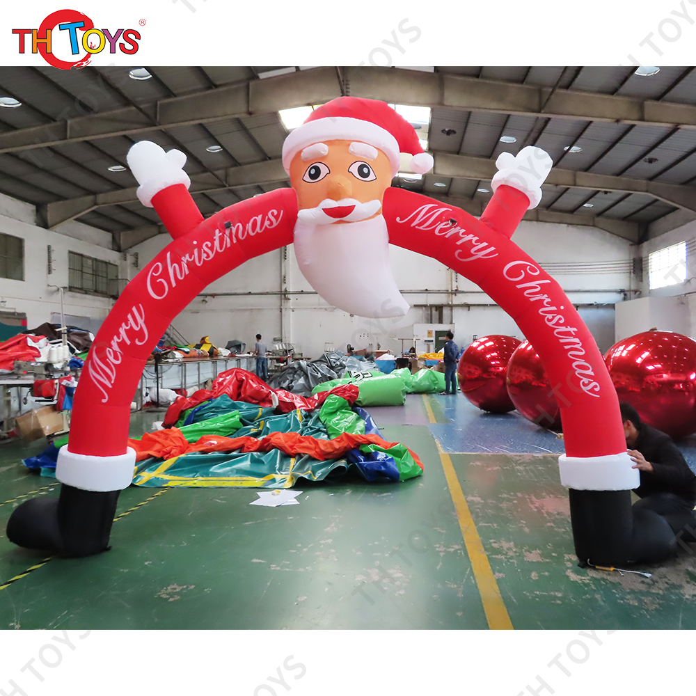 4x3m led light inflatable Santa arch,inflatable Christmas old man sit on arch with led light