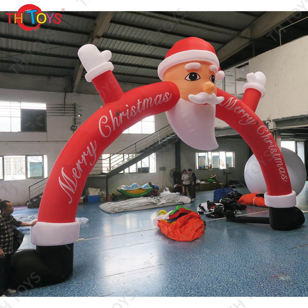 4x3m led light inflatable Santa arch,inflatable Christmas old man sit on arch with led light