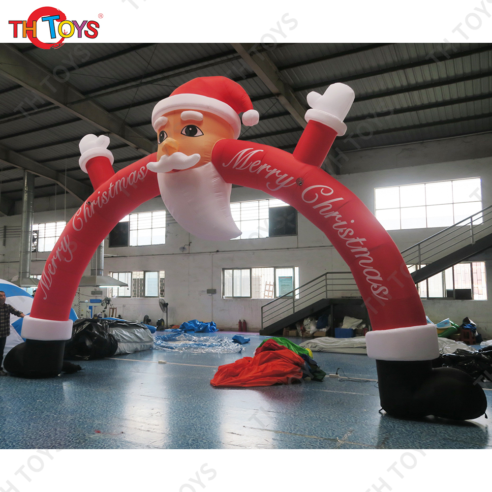 4x3m led light inflatable Santa arch,inflatable Christmas old man sit on arch with led light