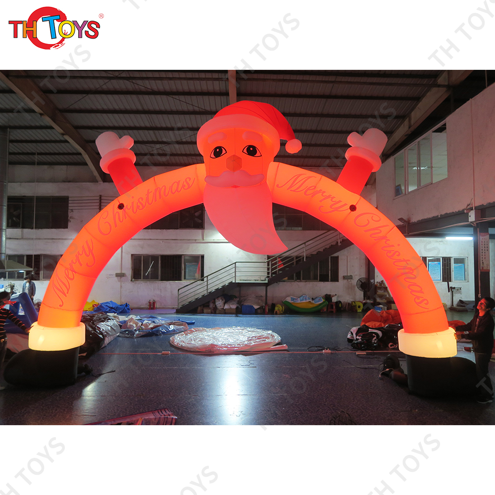 4x3m led light inflatable Santa arch,inflatable Christmas old man sit on arch with led light