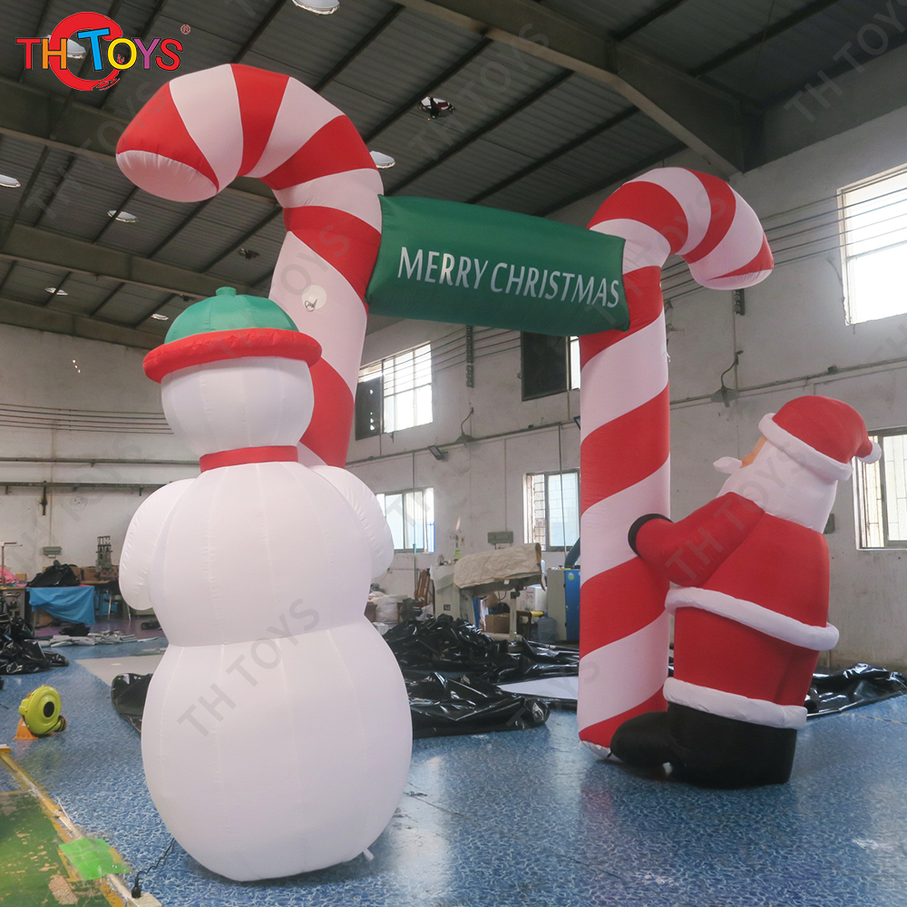 Free Door Shipping Candy Cane 3x3m Christmas Arch Inflatable Santa Archway for Sale