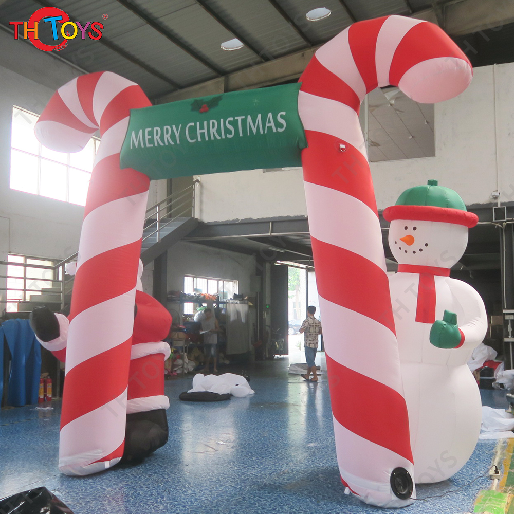 Free Door Shipping Candy Cane 3x3m Christmas Arch Inflatable Santa Archway for Sale