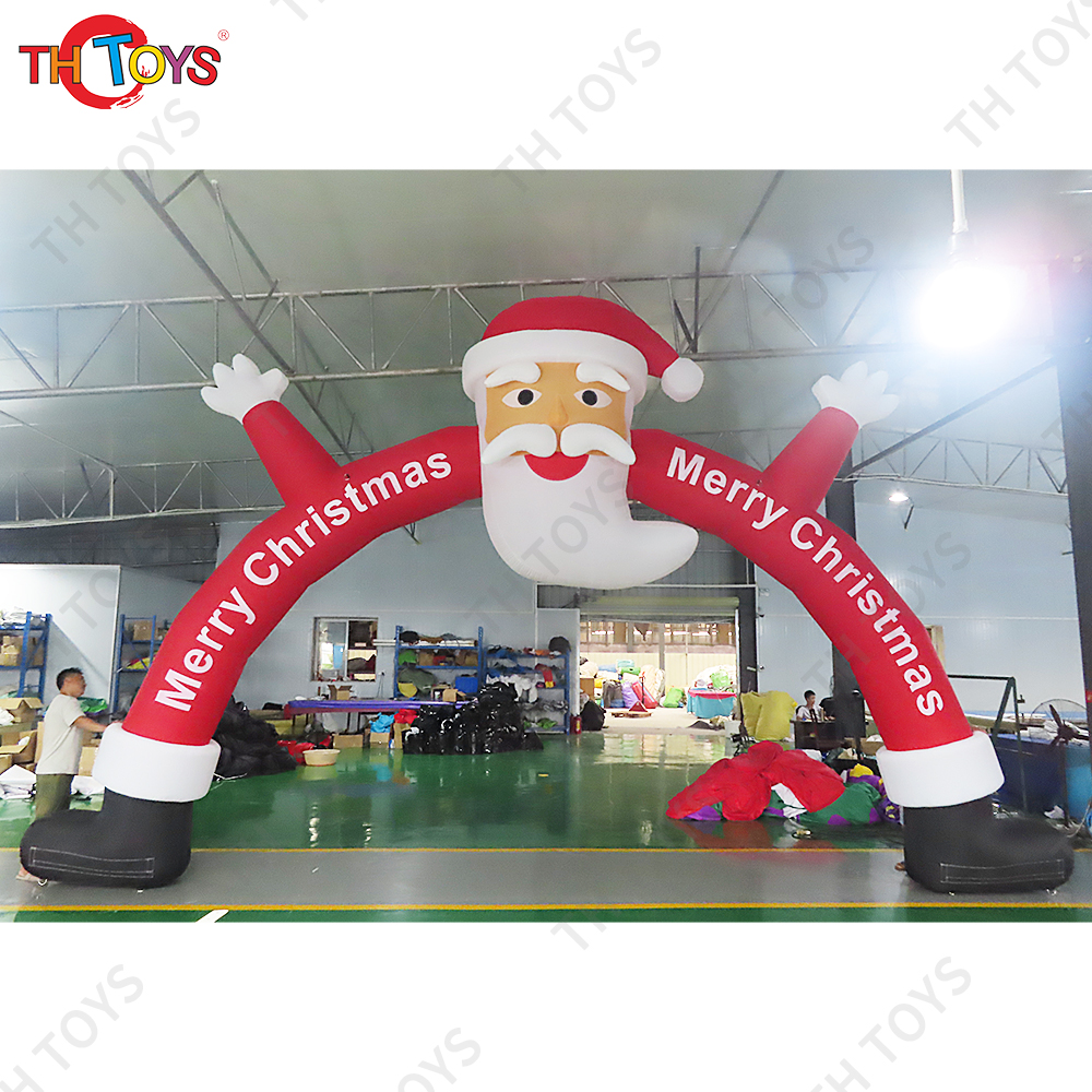 Xmas Advertising LED Lighting Giant Inflatable Santa Claus Arch Gate for Sale