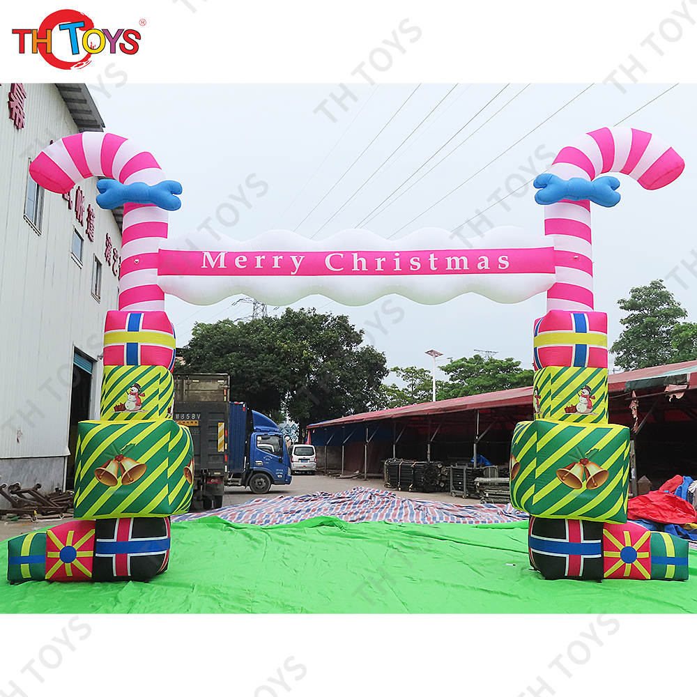 Free Air Ship to Door 8m Wide Candy Cane Inflatable Arch Archway Balloon Happy Birthday Decoration Arch for Sale