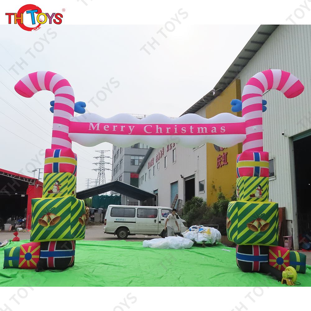 Free Air Ship to Door 8m Wide Candy Cane Inflatable Arch Archway Balloon Happy Birthday Decoration Arch for Sale