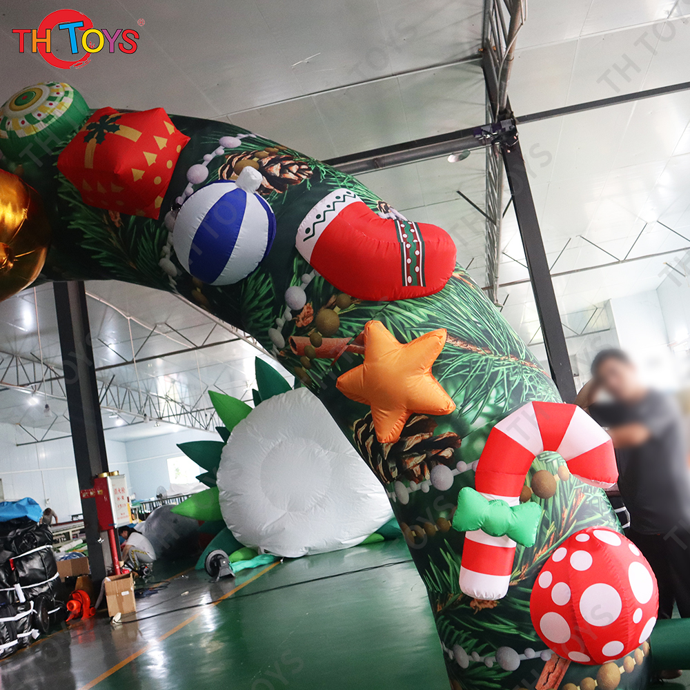 New Design Christmas Decorations Inflatable Arch With Candy Cane And Bell, Inflatable Christmas Archway Entrance With Blower